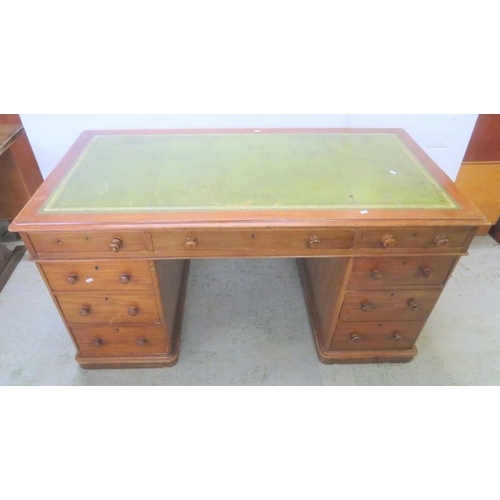 38 - Pedestal Desk with long drawer to centre, 2 short drawers to either side, pedestals with 3 drawers t... 