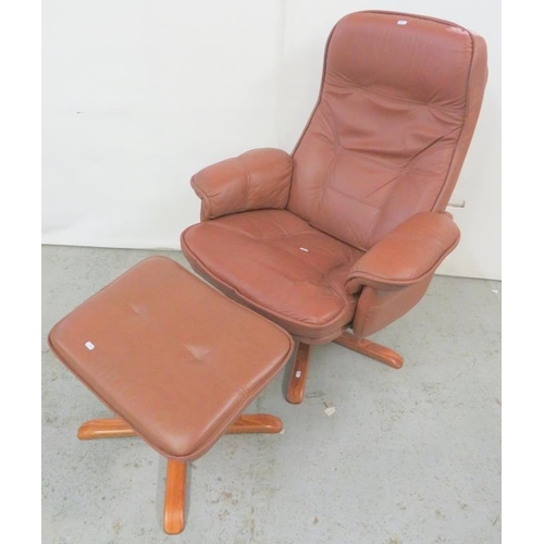 54 - Daneway Brown Leather PVC Swivel/Recliner Chair approx. W83cm x D75cm x H100cm & Brown Leather PVC T... 