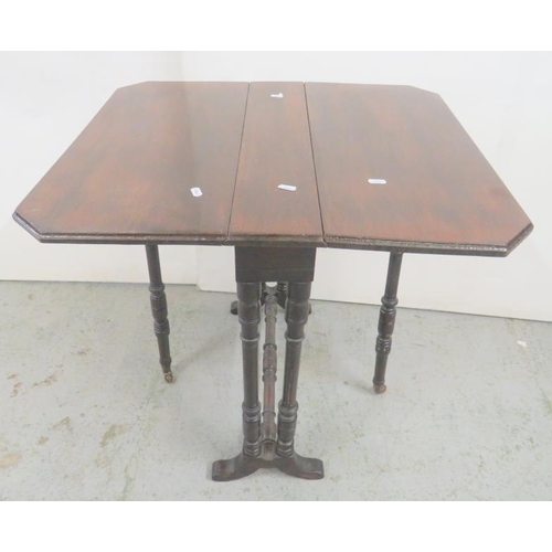 59 - Mahogany Drop Flap Pembroke Table, drop flap with gate leg action approx. 60cm x 12cm central sectio... 