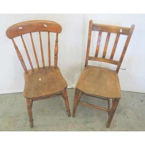 273 - 2 Vintage Elm/Oak Side Chairs, comb back & rail back (2) (A8)