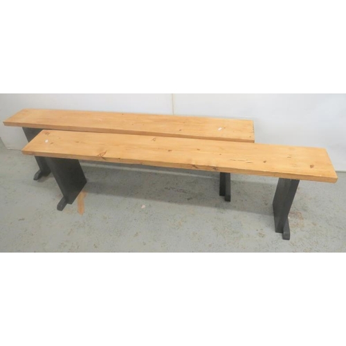 4 - 2 Pine Topped Benches approx. 160cm W x 44.5cm H (2)