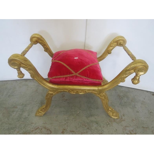 5 - Renaissance/Rococo Dressing Table Throne Seat approx. 79cm W x 43cm D with pink upholstered cushion ... 