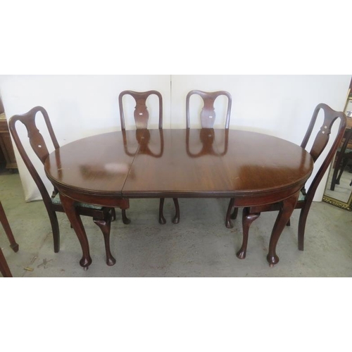 8 - Set of 6 Queen Anne Style Mahogany Side Chairs with green upholstered drop in seat & Wind-out Dining... 