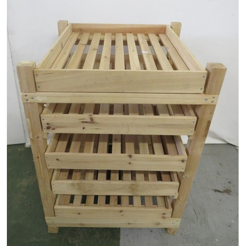 344 - 5 Tier Blonde Wood Fruit Drying Rack Shelf Unit approx. 60cm x 60cm x 83cm H (FRONT WALL)