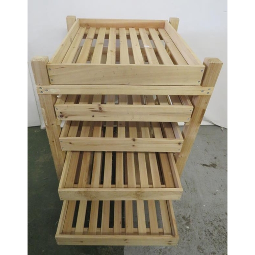 344 - 5 Tier Blonde Wood Fruit Drying Rack Shelf Unit approx. 60cm x 60cm x 83cm H (FRONT WALL)