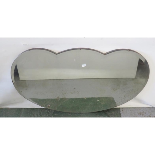 327 - Art Deco Cloud Shaped Bevelled Glass Wall Mirror approx. 88cm x 59cm