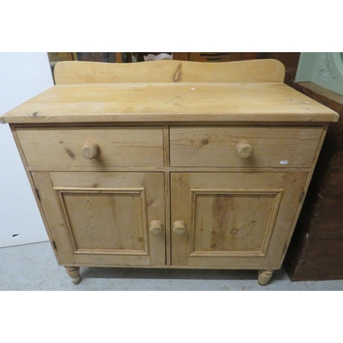 33 - Pine Washstand with 2 drawers over 2 cupboard doors, small upstand to rear approx. 107cm W x 46cm D ... 