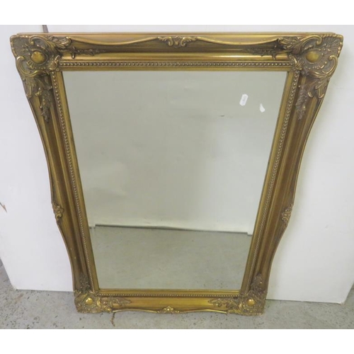 343 - Bevel Glass Wall Mirror in swept gilt frame approx. 65cm x 91cm (BACK WALL)