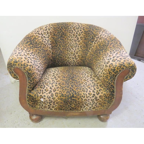 345 - Leopard Print Show Wood Framed Tub Chair approx. 81cm x 66cm x 36cm seat height/67cm back height (A1... 