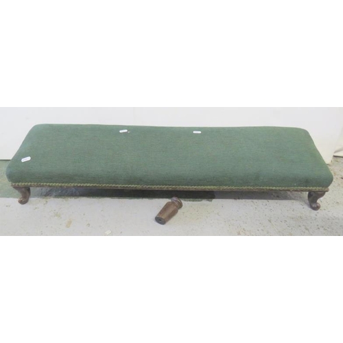 11 - Victorian Mahogany Green Upholstered Footstool approx. 96cm L x 24cm W x 18cm H (A5)