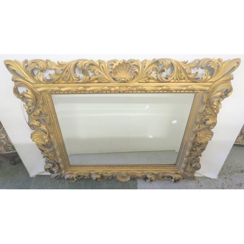 23 - Gilt Rococo Style Rectangular Wall Mirror approx. 95cm x 117cm