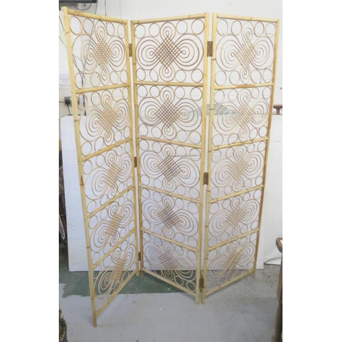 271 - 3 Fold Bamboo/Cane Screen approx. 50cm W each panel x 182cm H