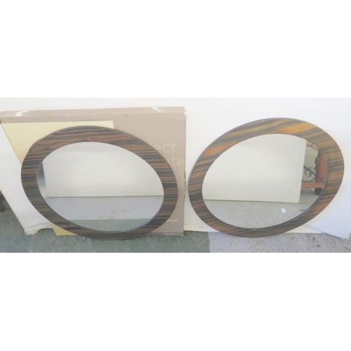 346 - Zebra Striped Circular Wooden Mirror approx. 60cm dia.