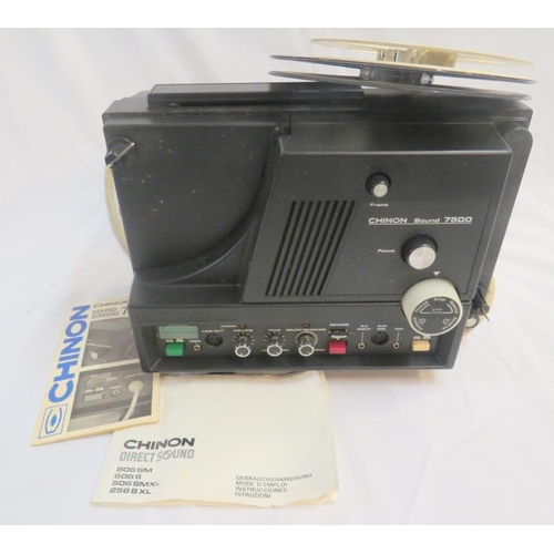 1911 - Chinon Sound 7500 8mm Projector in original box CHANGE PLUG???