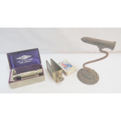Trench Art Bullet, Vesta Case & Razor (3)