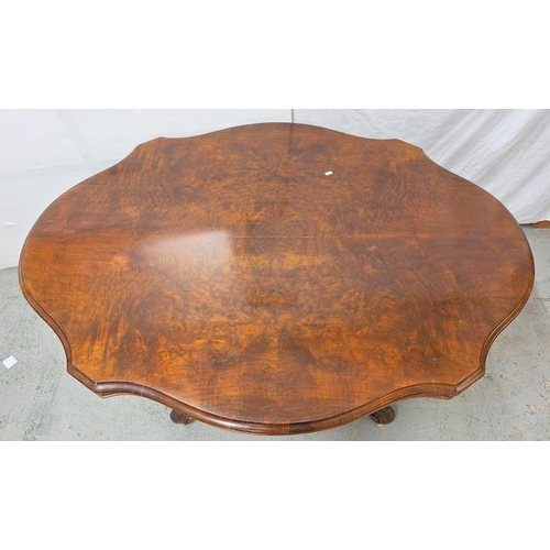 6 - Walnut Veneered Shaped Top Flipover Dining Table on 4 heavily carved supports approx. 108cm x 145cm ... 