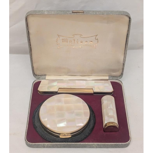 Melissa Compact decorated with mother of pearl, matching lipstick ...