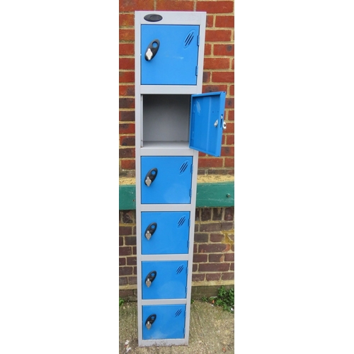 Block 6 Lockers, blue, made by Probe approx. 180cm H x 30cm x 30cm