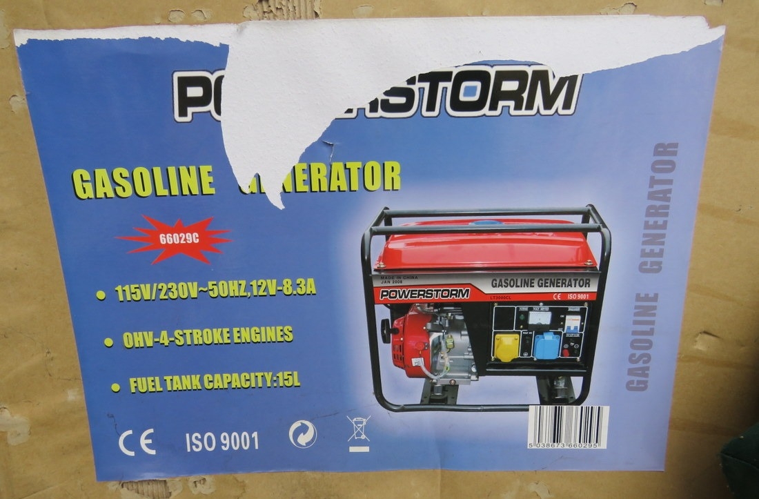 Powerstorm Gasoline Generator, as new in box, model 66029C UNTESTED