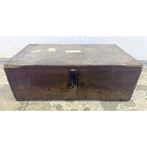 Pine Workbox/Trunk with rope handles approx. 25cm H x 71cm W x 40cm D (A8)