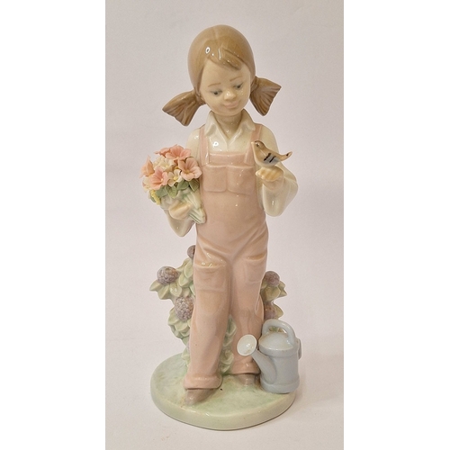 Lladro Figurine entitled 'Spring Girl', young girl with bouquet of ...