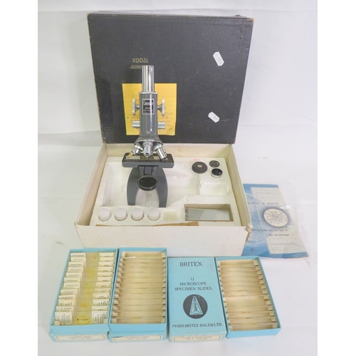 Boxed Greenkat Microscope with slides