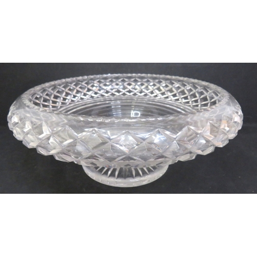 Crystal Circular Fruit Bowl, star cut base, inverted rim