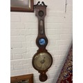 Georgian Large Mahogany Boxwood Strung Barometer, 5 dial, spirit level ...
