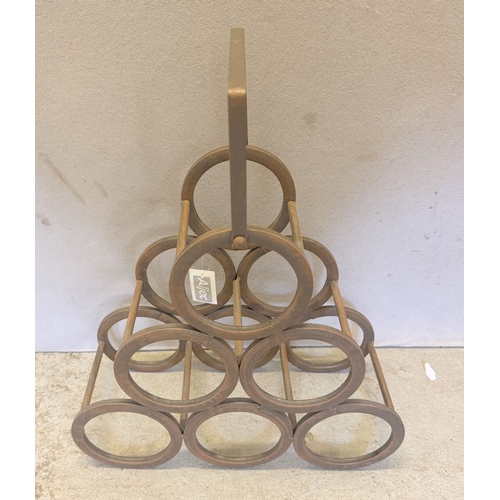 Metal 6 Bottle Wine Rack in the form of a pyramid, 42cm H x 35cm W x ...