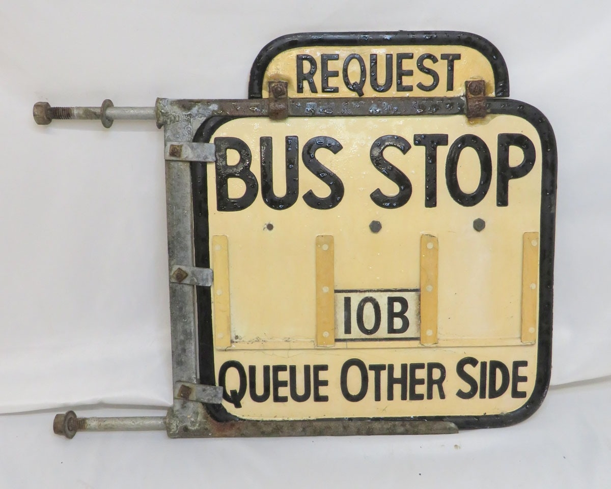 Metal Sign 'Request Bus Stop' approx. 42cm x 43cm - 9377