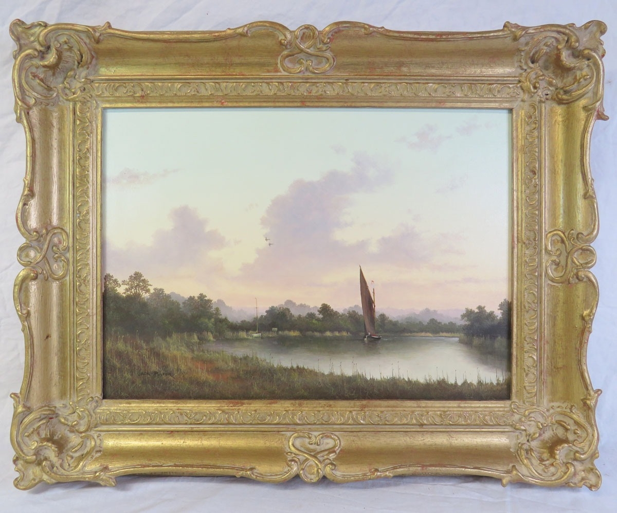 Framed Oil on Canvas, entitled 'The Wherry Albion in Passage' approx ...