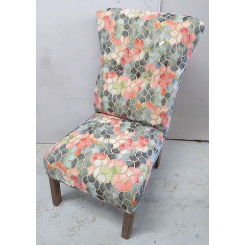 High Backed Upholstered Chair with multicoloured patterned fabric (FW)