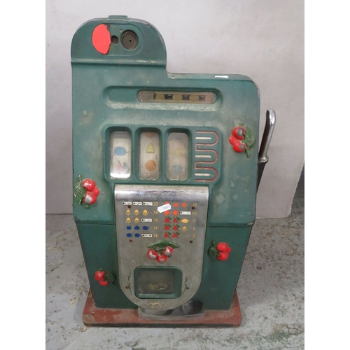 Vintage Fruit Machine Table Top 1 Arm Bandit, cherries to front NO KEY ...