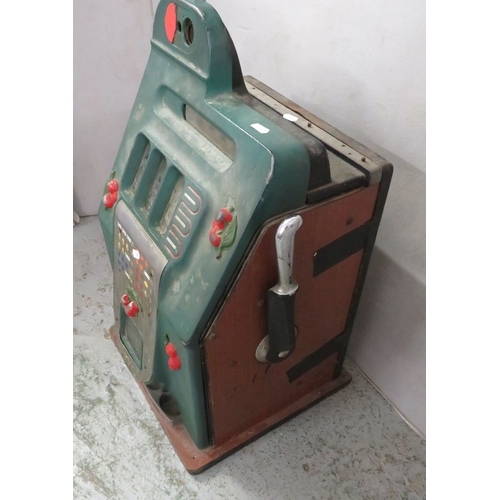 Vintage Fruit Machine Table Top 1 Arm Bandit, cherries to front NO KEY ...