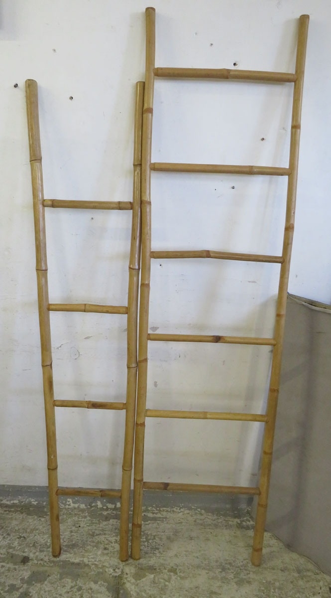 2 Bamboo Ladders, 6 rungs & 4 rungs, largest approx. 190cm H x 50cm W ...