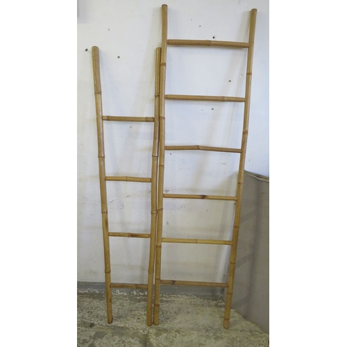 2 Bamboo Ladders, 6 rungs & 4 rungs, largest approx. 190cm H x 50cm W ...