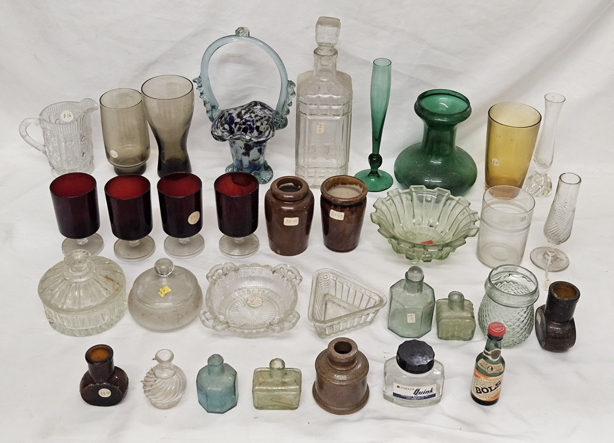 Glassware incl. vintage & antique ink bottles, mixed drinking glasses ...