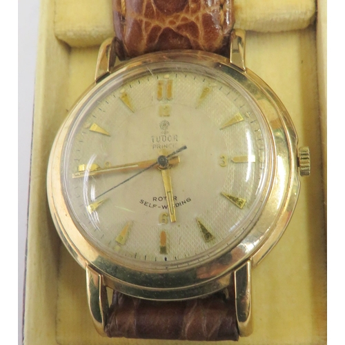 9ct Gold Rolex Tudor Prince Gents Automatic Wristwatch, leather strap ...