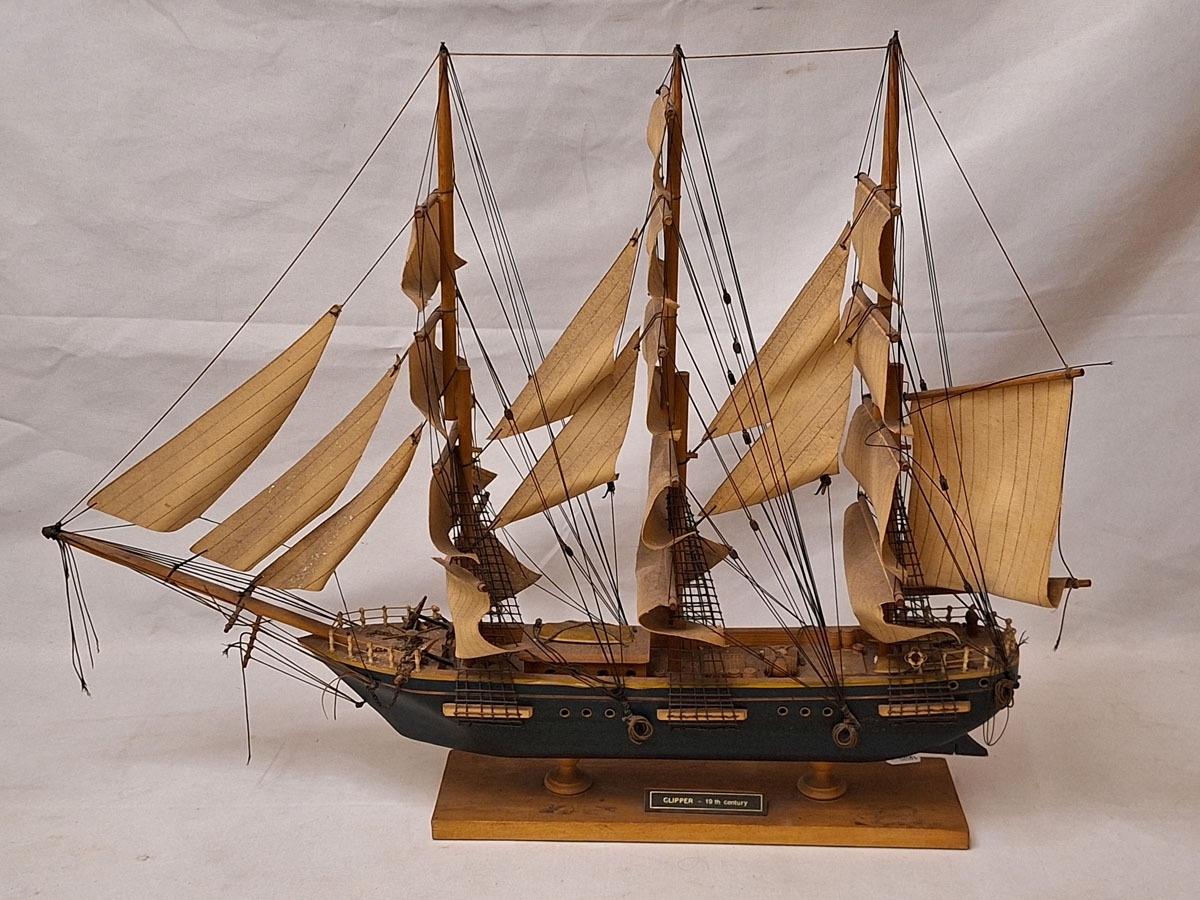 Model of a Galleon Ship 'Clipper C19th' approx. 67cm W x 52cm H on ...