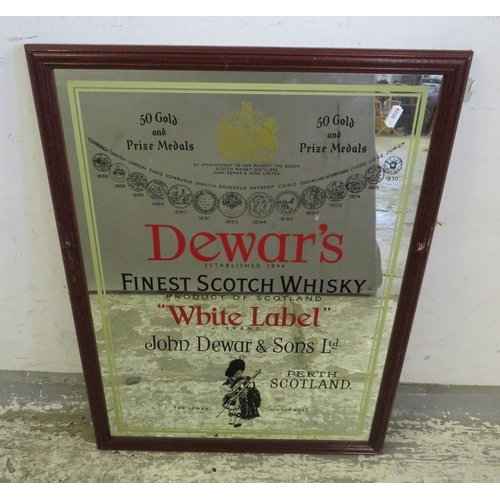 Dewars Fine Scotch Whisky White Label advertising mirror approx. 66cm H ...