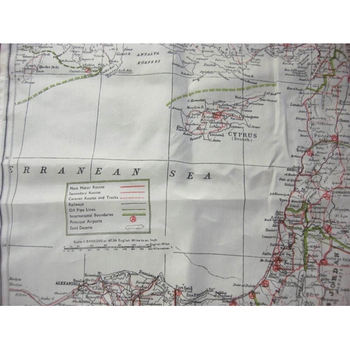 110 - Three RAF silk maps:, comprising 'Alexandria-Torbruck' second edition, 'Cyprus' and 'Mozambique' dou... 