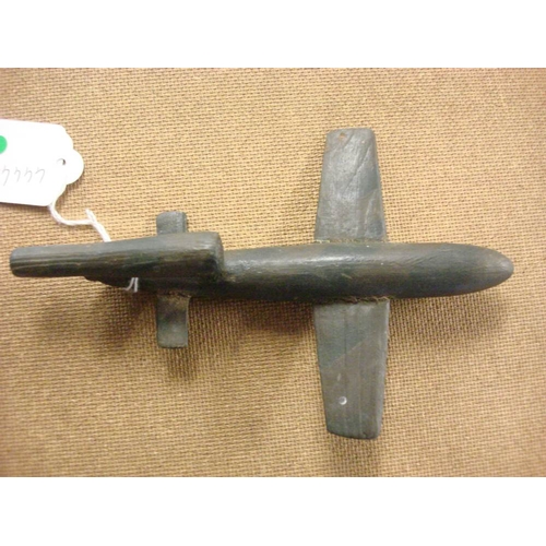 114 - A WWII period scratch built wooden model of a V1 'Doodle Bug': together with three RAF sweet heart b... 