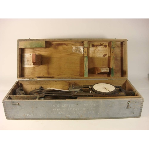 126 - A WWII Admiralty Pattern Interceptor Plotter No 756 in original case: