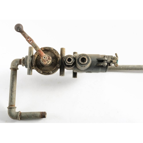 128 - A section of hydraulic piping from a WWII aircraft: incorporating a United Aircraft Products D'' lev... 