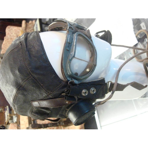 132 - A WWII period leather flying helmet, formerly the property of Major Robert Hickman Holmes, RAF: the ... 