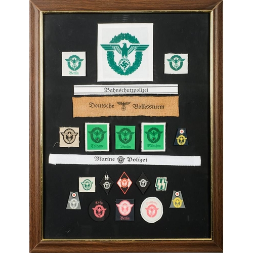 153 - Two framed sets of reproduction German cloth badges:   $$To be included in the Sporting & Collectors... 