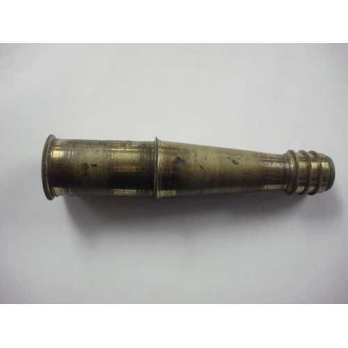 261 - An early 19th century lacquered brass field microscope, unsigned:, the 4 inch main tube on a rack an... 