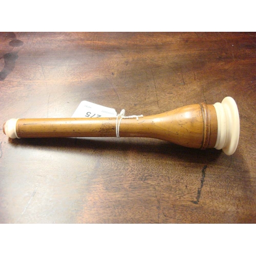 275 - A rare early 19th century boxwood and ivory Piorry stethoscope, circa 1828: of four sections, main t... 