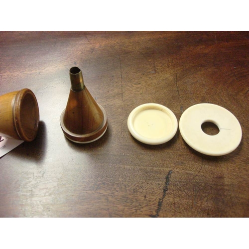 275 - A rare early 19th century boxwood and ivory Piorry stethoscope, circa 1828: of four sections, main t... 