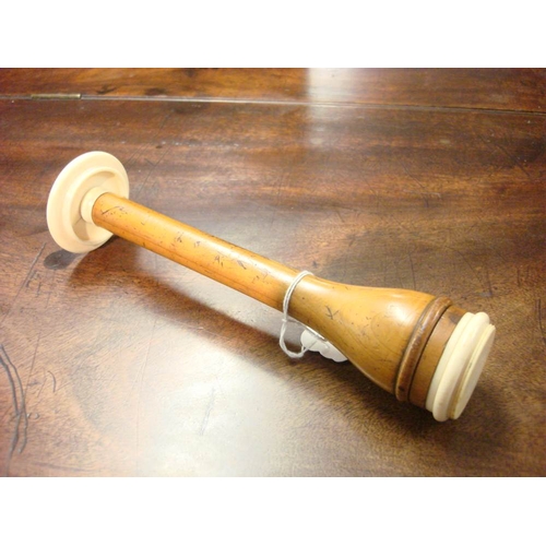 275 - A rare early 19th century boxwood and ivory Piorry stethoscope, circa 1828: of four sections, main t... 